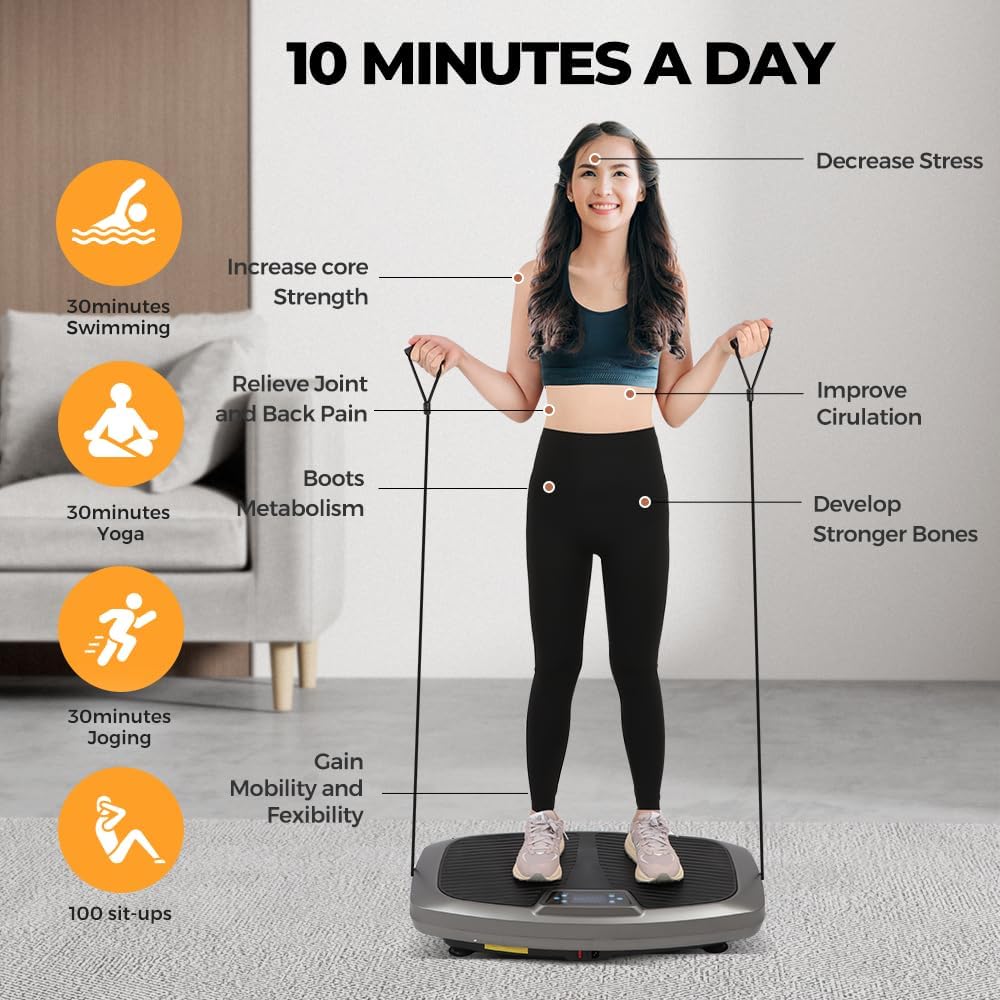 Vibration plate 2024 for whole body with workout bands